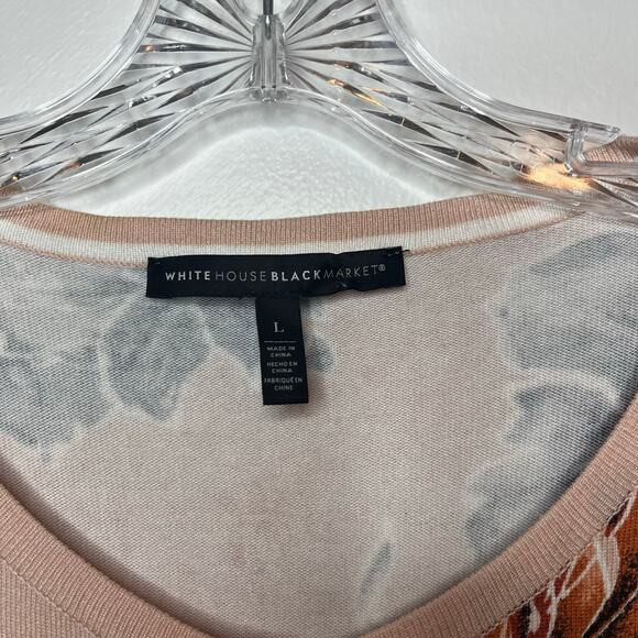 White House Black Market Floral Button Front Cardigan Sweater Blush Pink Size L - Picture 2 of 8